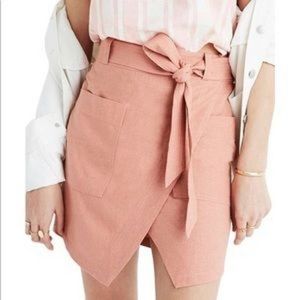 Madewell Portside Blush Wrap Belted Silk Skirt 14